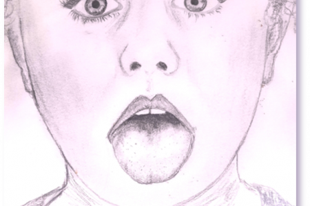 Zeichnung von einem Gesicht mit offenem Mund